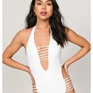 Fine Line Multi Strap Monokini - White - L